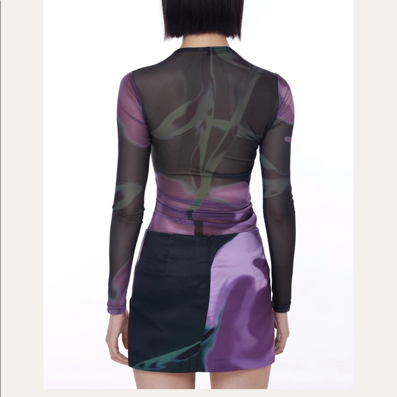 Scarlet Sage Dark Green Satin Mini Skirt - Picture 3 of 6